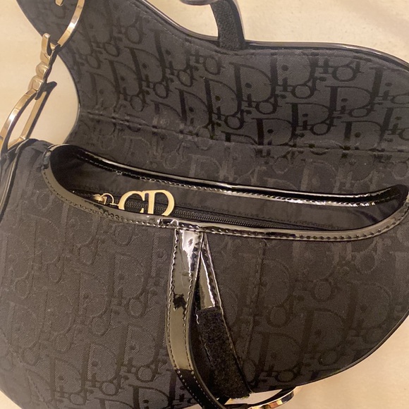Vintage Dior saddle bag black in monogram classic authentic mint silver - Picture 11 of 12